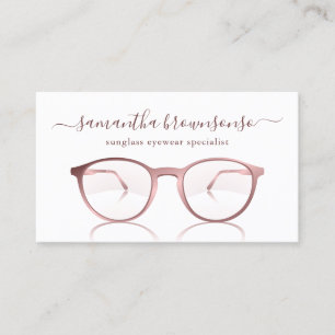 Carte De Visite Lunettes rondes en or rose Reflet Calligraphie