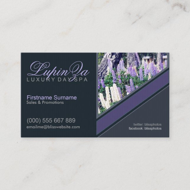 Carte De Visite Lupins Purple Garden Health avec Modèle photo (Devant)