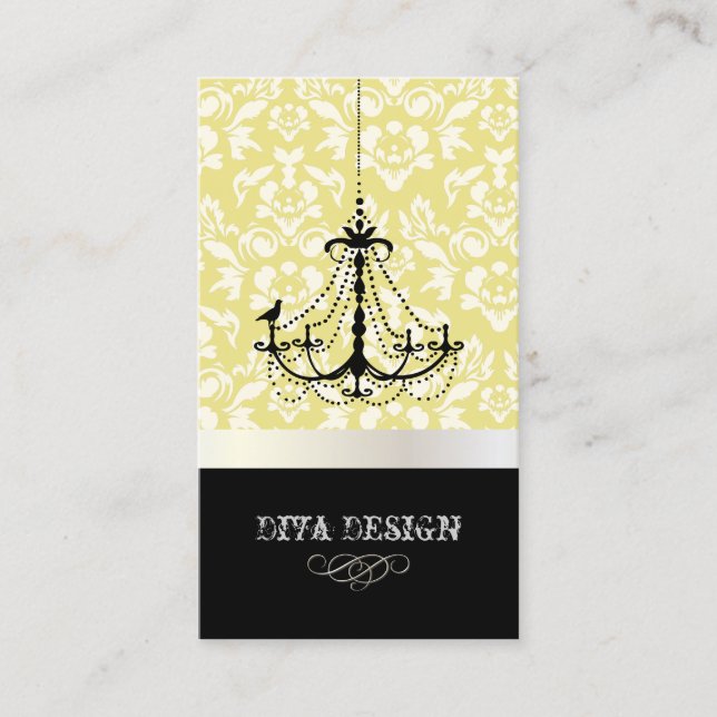 Carte De Visite Lustre + damas baroque /perle + citron vert (Devant)
