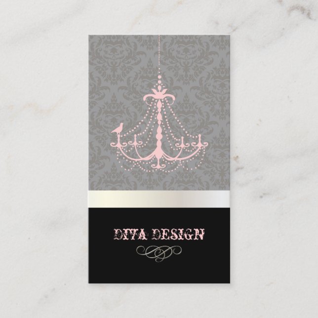 Carte De Visite Lustre + damas baroque /perle + rose (Devant)