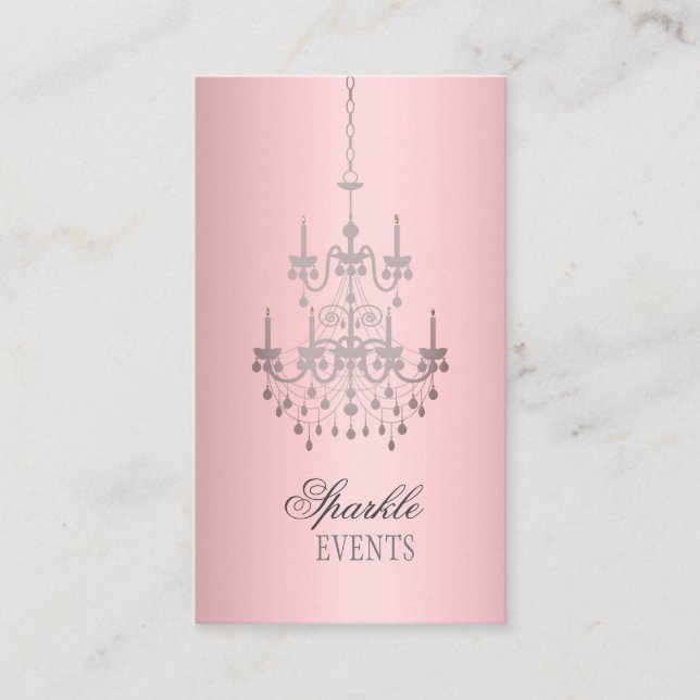 Carte De Visite Lustre rose et gris satiné (Devant)