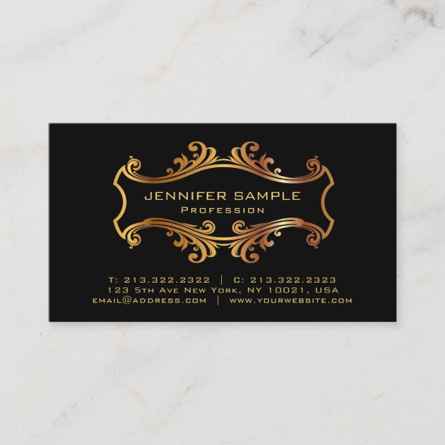Carte De Visite Lustre UV d'or de signature simple professionnelle (Devant)