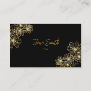 Carte De Visite Lux Elegant Gold Flower  Noir