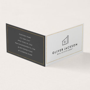 Carte De Visite Lux Gold Foil Immobilier gris blanc