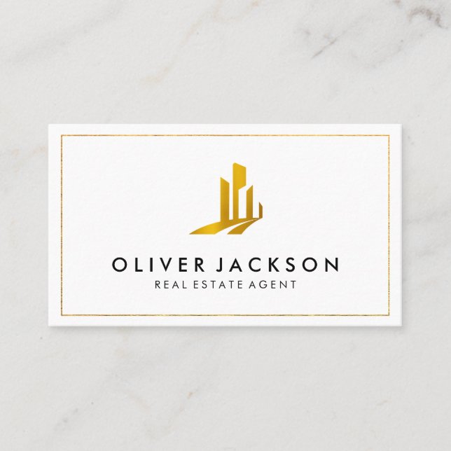 Carte de visite Lux Gold Real Estate White Grey (Devant)