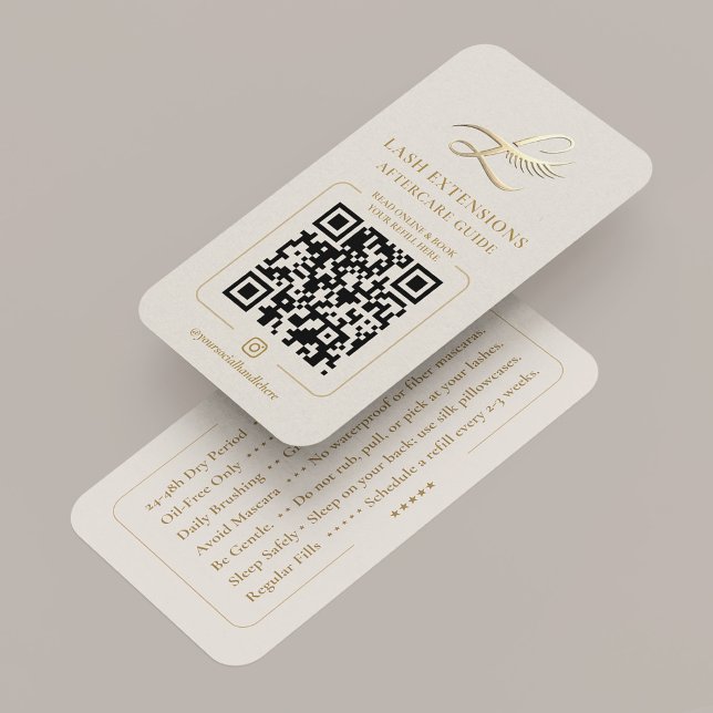 Carte De Visite Lux Lash Extensions Aftercare Guide Card  (Lux Lash Extensions Aftercare Guide Instruction Member Card
)