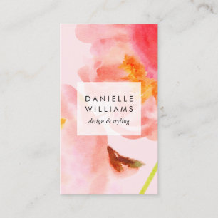 Carte De Visite Luxe Aquarelle Florale rose