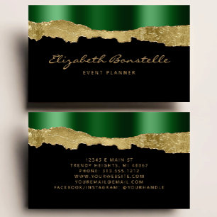 Carte de visite Luxe avec feuille dorée et vert Gl