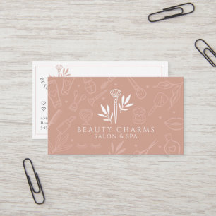 Carte De Visite Luxe Beauté Charms Blush Pink Maquillage Logo