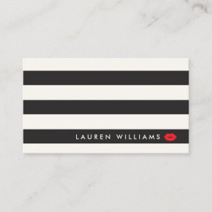Carte De Visite Luxe Black/Ivory Stripes Rouge Lips Artiste maquil