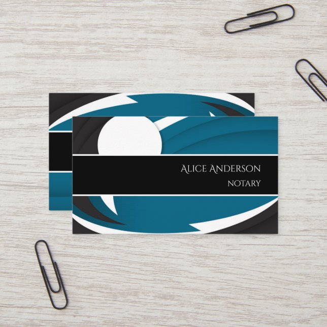 Carte De Visite Luxe bleu blanc élégant professionnel féminin (Devant/Arrière en situation)