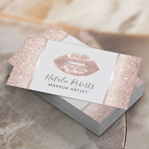 Carte De Visite Luxe Blush Rose Gold Parties scintillant Lèvres B