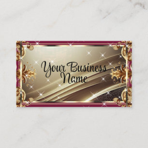 Carte De Visite Luxe Chic Black Or Bourgogne Rouge Ombre Ornate