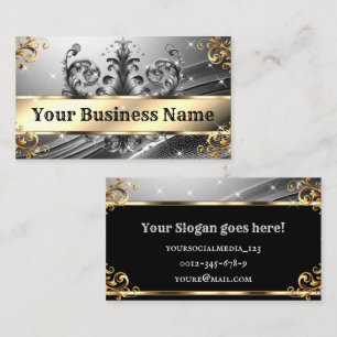Carte De Visite Luxe Chic Royal Ornament Glam Silver Or Ombre