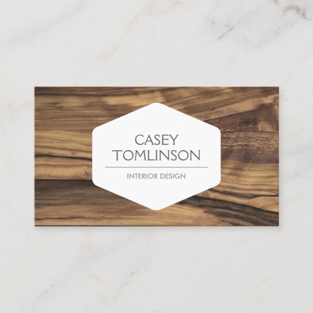 CARTE DE VISITE LUXE CONCEPTEUR MODERNE VINTAGE EN BOIS (Devant)