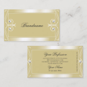 Carte De Visite Luxe Crème Beige Bijoux étincelants Ornement