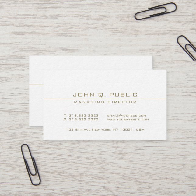Carte De Visite Luxe de directeur Modern Professional Elegant (Devant/Arrière en situation)