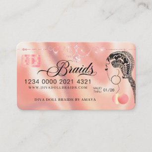Carte De Visite Luxe Diamond Foil Cheveux Braiding Credit Style Bu