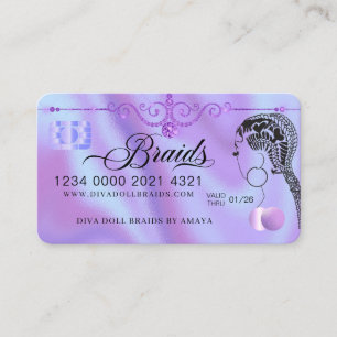 Carte De Visite Luxe Diamond Foil Cheveux Braiding Credit Style Bu