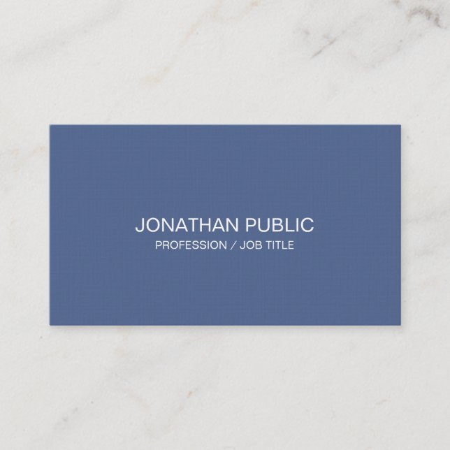 Carte De Visite Luxe Elegant Bleu Simple Plaine Professionnel (Devant)