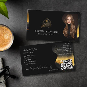 Carte de visite Luxe Élégant Immobilier Agent Phot