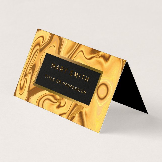 Carte De Visite Luxe Elegant Marbre Or Plier Tente (Devant)