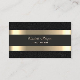 Carte De Visite Luxe Élégant  Moderne, Rayures Dorées, Noir