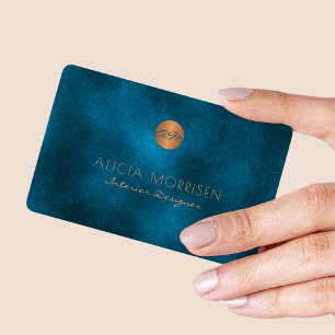 Carte De Visite Luxe élégante couleur marine foncé monogrammed