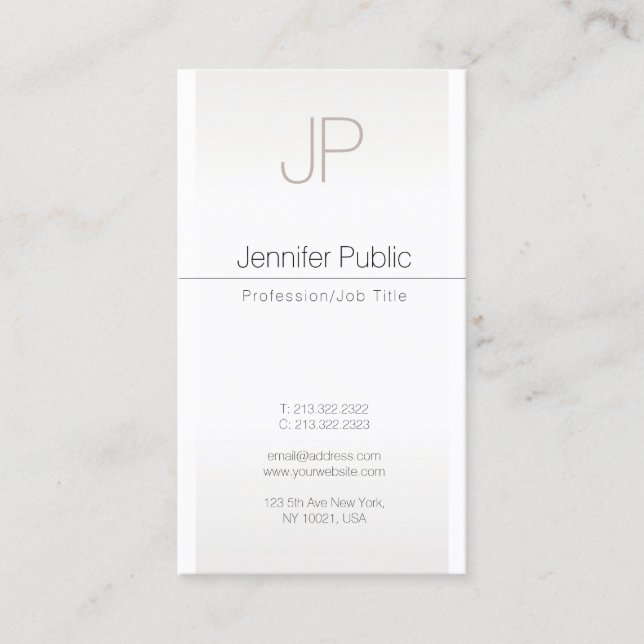 Carte De Visite Luxe Faux Argent tendance Créatif Monogram Plain (Devant)