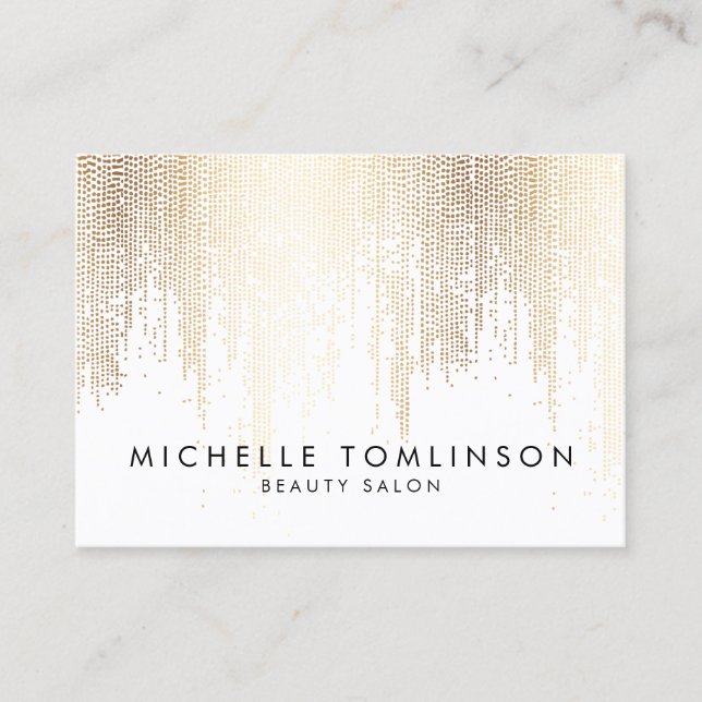 Carte De Visite Luxe Faux Gold Confetti Rain Motif Grand (Devant)