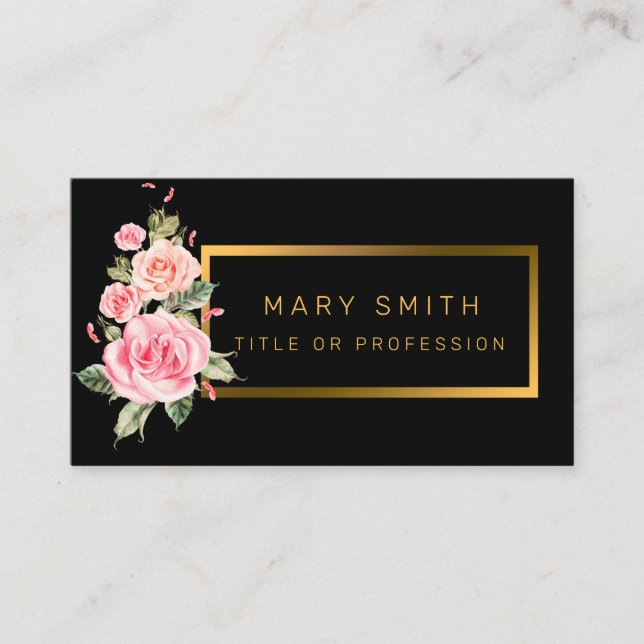 Carte De Visite Luxe Floral Moderne Ajouter Votre Texte (Devant)