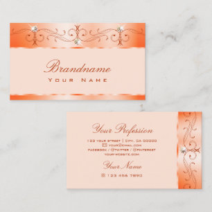 Carte De Visite Luxe Glam Peach Ornate Sparkling Bijoux Ornat
