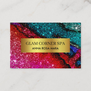 Carte De Visite *~* Luxe Glam Rainbow QR Parties scintillant Glitz
