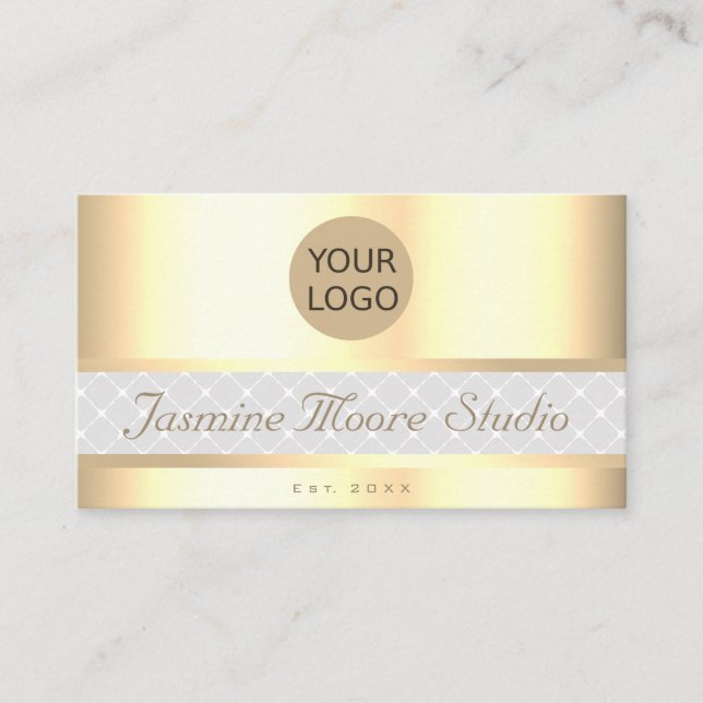 Carte De Visite Luxe Gold Effet Custom Logo Services Ouvert (Devant)