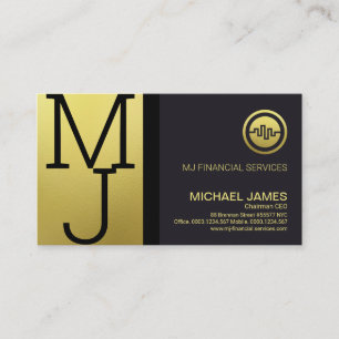 Carte De Visite Luxe Gold Monogramme Moderne PDG Fondateur