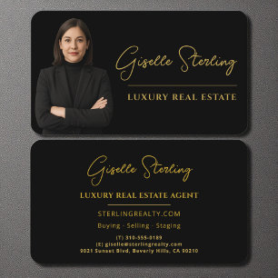 Carte De Visite Luxe immobilier Black Gold moderne