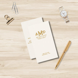 Carte De Visite Luxe Ivory Gold 3 lettres Monogramme Logo d'affair