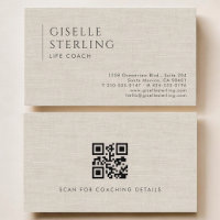 Carte de visite luxe lin neutre Code QR Coach de v