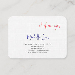 Carte De Visite Luxe Linge Premium Bleu Rouge Blanc Plat Classique