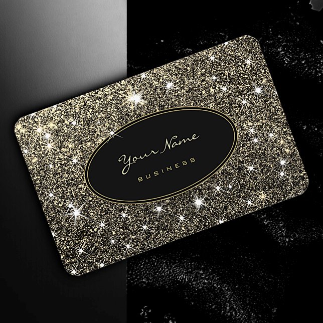 Carte De Visite Luxe Lumineuse Parties scintillant dorée Glam Étoi (Créateur téléchargé)