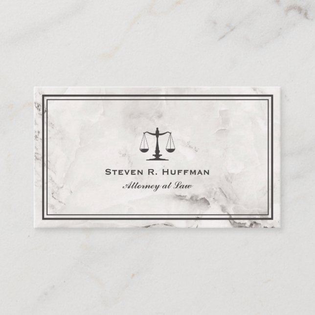 Carte De Visite Luxe Marble Attorney Justice Scale Professional (Devant)