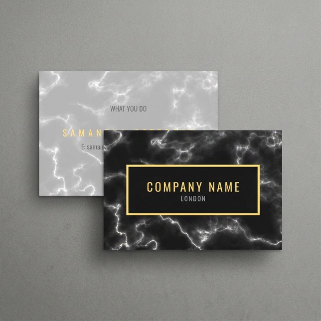 Carte De Visite Luxe minimaliste en marbre noir (Minimalist Black Marble luxury Business Card.)