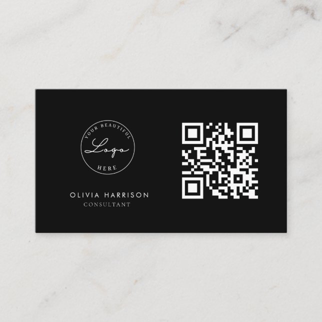 Carte De Visite Luxe minimaliste QR Code Professionnel (Devant)
