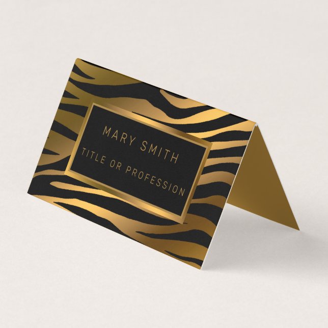 Carte De Visite Luxe Modern Gold Tiger Ajouter Votre Texte (Devant)