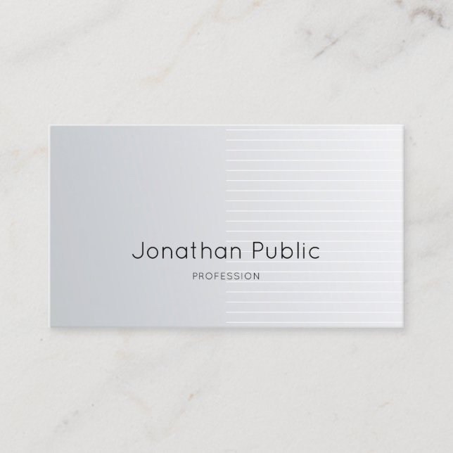 Carte De Visite Luxe Moderne Design tendance élégant Silver Plain (Devant)