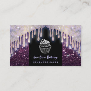 Carte De Visite Luxe moderne étincelante jolie pâtisserie de cupca