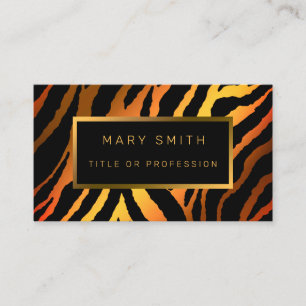 Carte De Visite Luxe Moderne Or Orange Tiger Ajouter Votre Texte