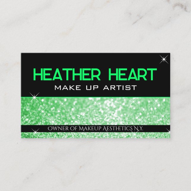 Carte De Visite Luxe Neon Green Parties scintillant brillante Glam (Devant)