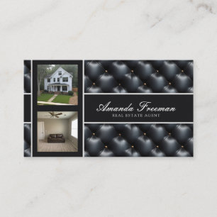 Carte De Visite Luxe Noir & Grey rembourrage Motif immobilier