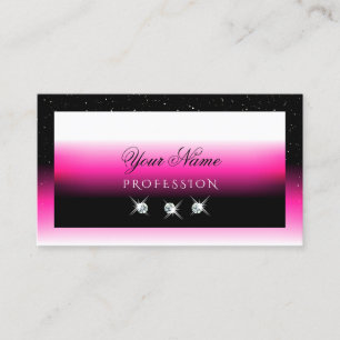 Carte De Visite Luxe noir rose blanc dégradé brillant Diamants